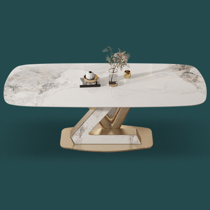 Glam Dining Sintered Stone Table Rectangle Table with Metal Legs for Home Clearhalo 'Dining Tables & Seating' 'Dining Tables' 'dining_table' 'furn' 'furn_dining_table' 'Furniture' 'Kitchen & Dining Furniture' 6304507
