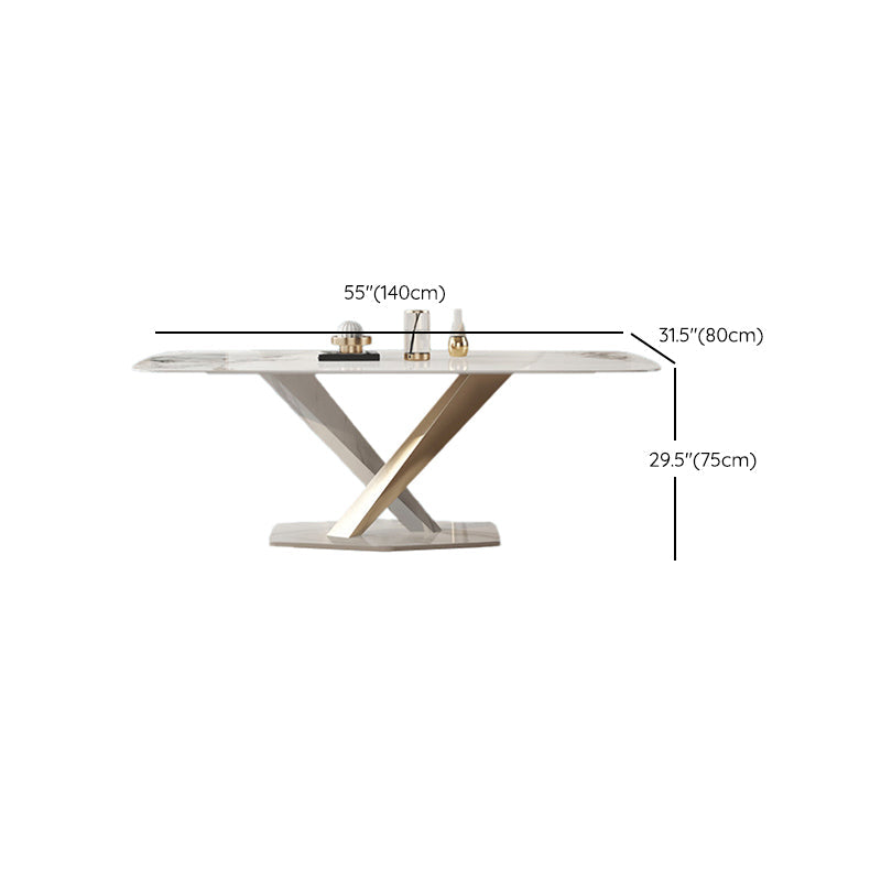 Glam Dining Sintered Stone Table Rectangle Table with Metal Legs for Home Clearhalo 'Dining Tables & Seating' 'Dining Tables' 'dining_table' 'furn' 'furn_dining_table' 'Furniture' 'Kitchen & Dining Furniture' 6304508