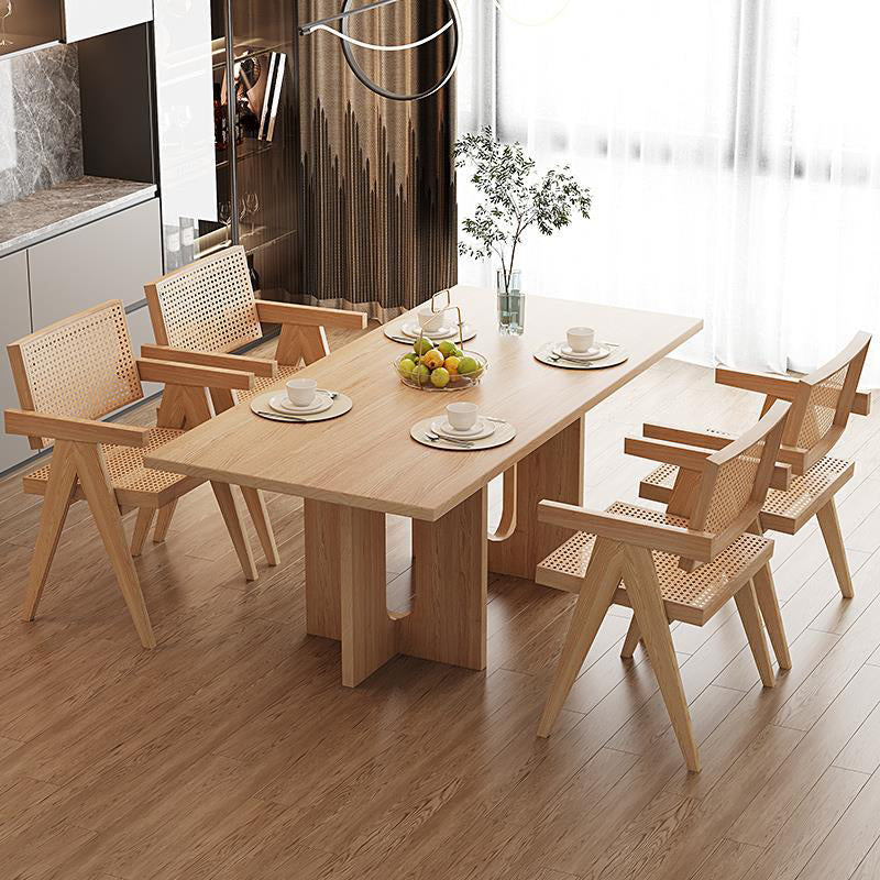 Rectangle Double Base Dining Table Modern Pine Wood Table for Kitchen 55.1"L x 27.6"W x 29.5"H Without Chairs Clearhalo 'Dining Tables & Seating' 'Dining Tables' 'dining_table' 'furn' 'furn_dining_table' 'Furniture' 'Kitchen & Dining Furniture' 6304516