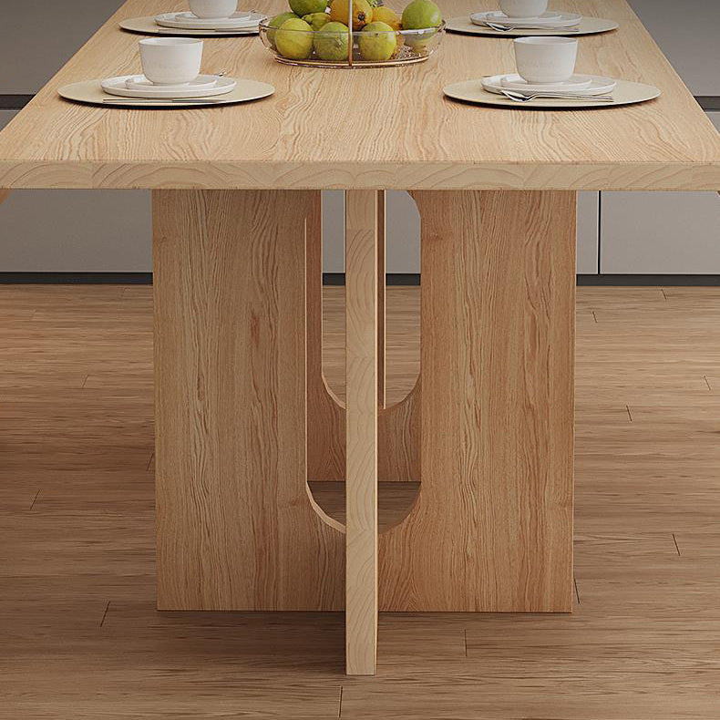 Rectangle Double Base Dining Table Modern Pine Wood Table for Kitchen Clearhalo 'Dining Tables & Seating' 'Dining Tables' 'dining_table' 'furn' 'furn_dining_table' 'Furniture' 'Kitchen & Dining Furniture' 6304522