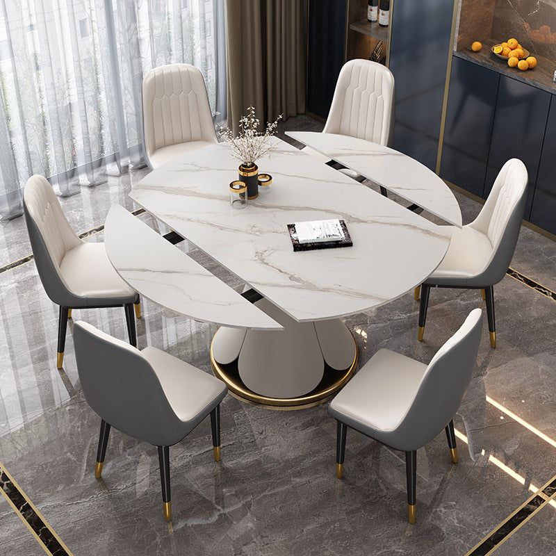 Modern Style Dining Round Table Dining Stone Table for Kitchen 53.1"L x 53.1"W x 29.5"H Without Chairs Clearhalo 'Dining Tables & Seating' 'Dining Tables' 'dining_table' 'furn' 'furn_dining_table' 'Furniture' 'Kitchen & Dining Furniture' 6304548