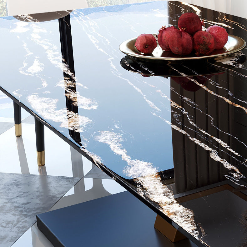 Glam Style Sintered Stone Table Rectangle Table with Metal Legs for Kitchen Clearhalo 'Dining Tables & Seating' 'Dining Tables' 'dining_table' 'furn' 'furn_dining_table' 'Furniture' 'Kitchen & Dining Furniture' 6304565