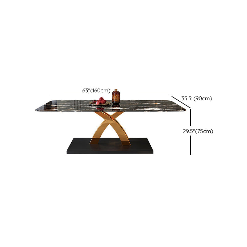 Glam Style Sintered Stone Table Rectangle Table with Metal Legs for Kitchen Clearhalo 'Dining Tables & Seating' 'Dining Tables' 'dining_table' 'furn' 'furn_dining_table' 'Furniture' 'Kitchen & Dining Furniture' 6304570