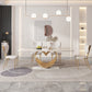 Mesa de comedor Glam de piedra sinterizada, mesa rectangular para cocina