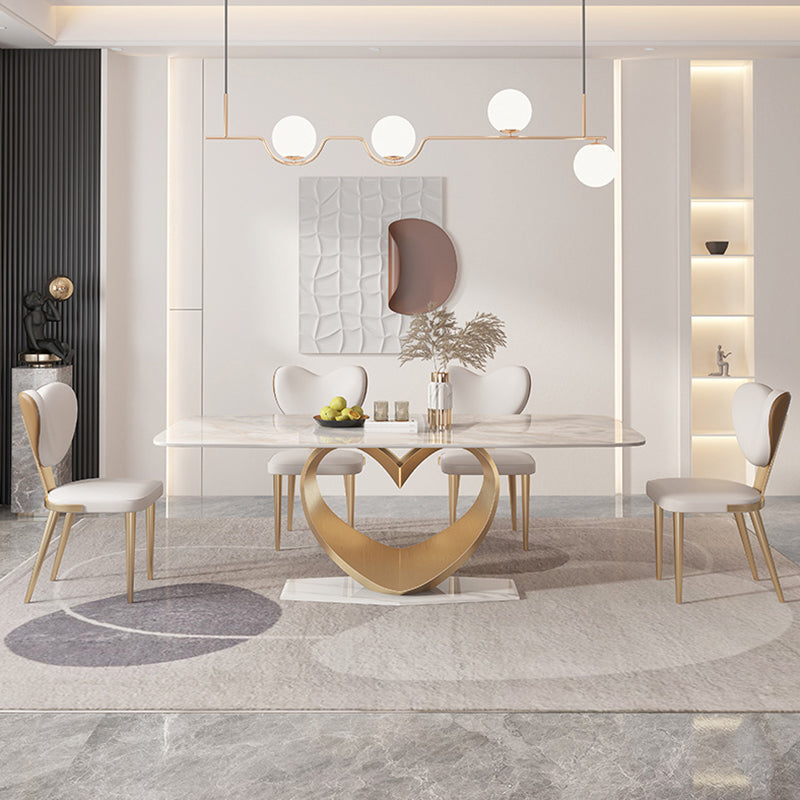 Mesa de comedor Glam de piedra sinterizada, mesa rectangular para cocina