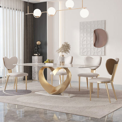 Mesa de comedor Glam de piedra sinterizada, mesa rectangular para cocina
