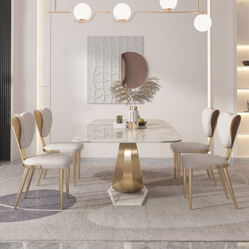 Mesa de comedor Glam de piedra sinterizada, mesa rectangular para cocina