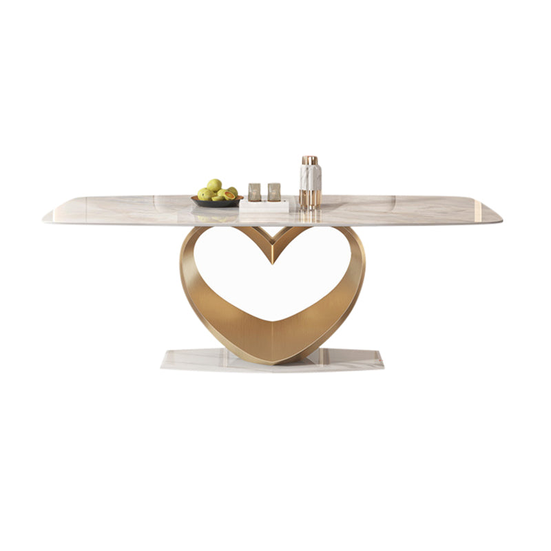 Mesa de comedor Glam de piedra sinterizada, mesa rectangular para cocina
