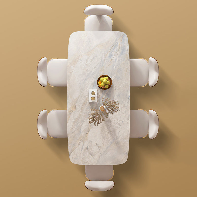 Mesa de comedor Glam de piedra sinterizada, mesa rectangular para cocina