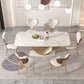 Mesa de comedor Glam de piedra sinterizada, mesa rectangular para cocina