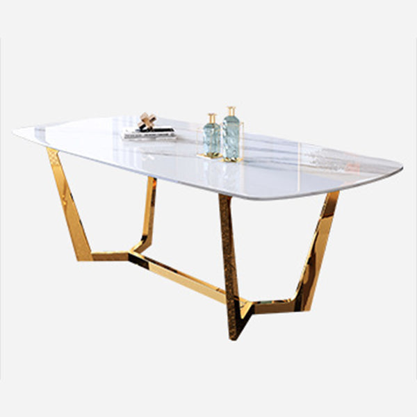 Glam Style Dining Sintered Stone Table Dining Rectangle Table for Kitchen White Without Chairs Clearhalo 'Dining Tables & Seating' 'Dining Tables' 'dining_table' 'furn' 'furn_dining_table' 'Furniture' 'Kitchen & Dining Furniture' 6304635