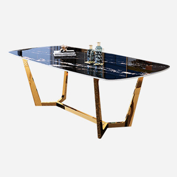 Glam Style Dining Sintered Stone Table Dining Rectangle Table for Kitchen Black Without Chairs Clearhalo 'Dining Tables & Seating' 'Dining Tables' 'dining_table' 'furn' 'furn_dining_table' 'Furniture' 'Kitchen & Dining Furniture' 6304637