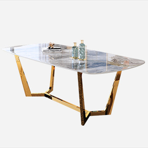 Glam Style Dining Sintered Stone Table Dining Rectangle Table for Kitchen Gray Without Chairs Clearhalo 'Dining Tables & Seating' 'Dining Tables' 'dining_table' 'furn' 'furn_dining_table' 'Furniture' 'Kitchen & Dining Furniture' 6304638
