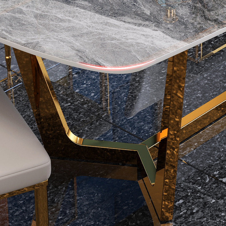 Glam Style Dining Sintered Stone Table Dining Rectangle Table for Kitchen Clearhalo 'Dining Tables & Seating' 'Dining Tables' 'dining_table' 'furn' 'furn_dining_table' 'Furniture' 'Kitchen & Dining Furniture' 6304645