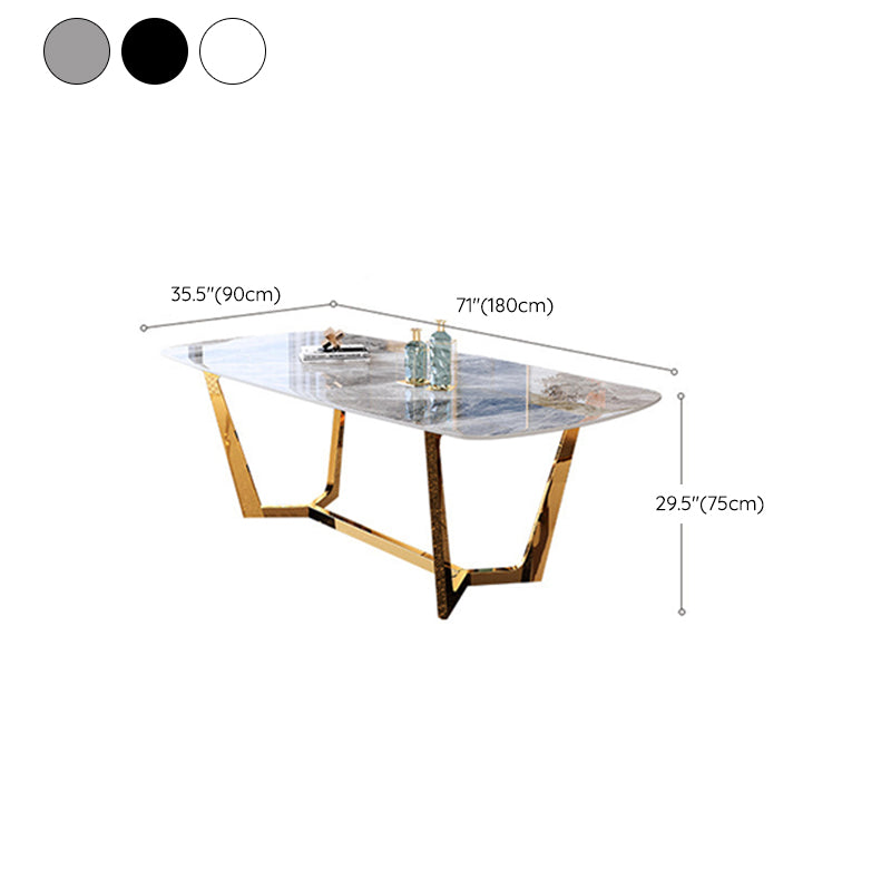 Glam Style Dining Sintered Stone Table Dining Rectangle Table for Kitchen Clearhalo 'Dining Tables & Seating' 'Dining Tables' 'dining_table' 'furn' 'furn_dining_table' 'Furniture' 'Kitchen & Dining Furniture' 6304649