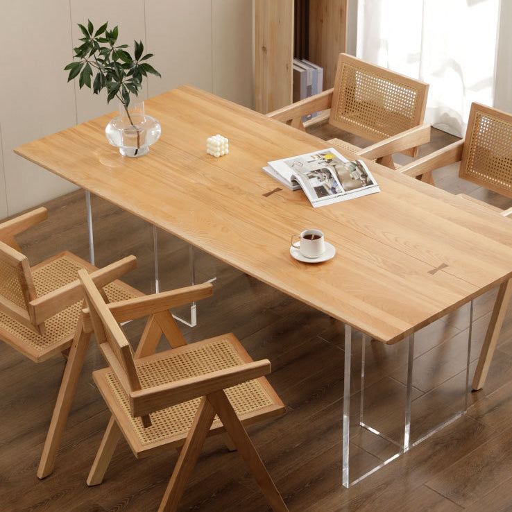 Mesa de comedor rectangular con pedestal doble, mesa de madera moderna para cocina