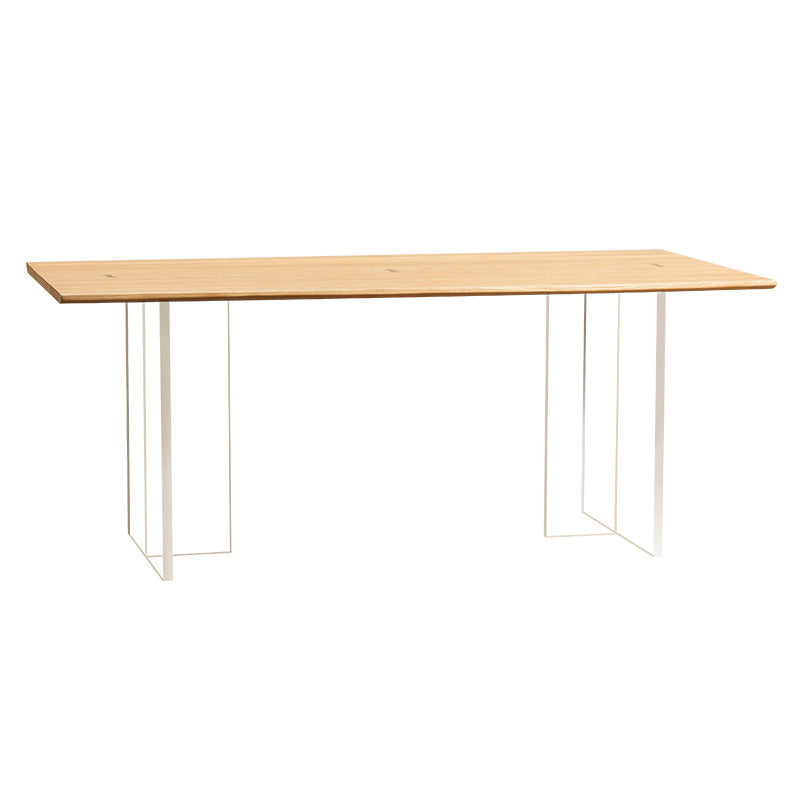Mesa de comedor rectangular con pedestal doble, mesa de madera moderna para cocina