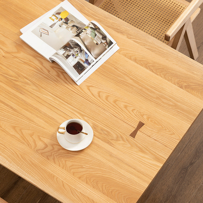 Mesa de comedor rectangular con pedestal doble, mesa de madera moderna para cocina