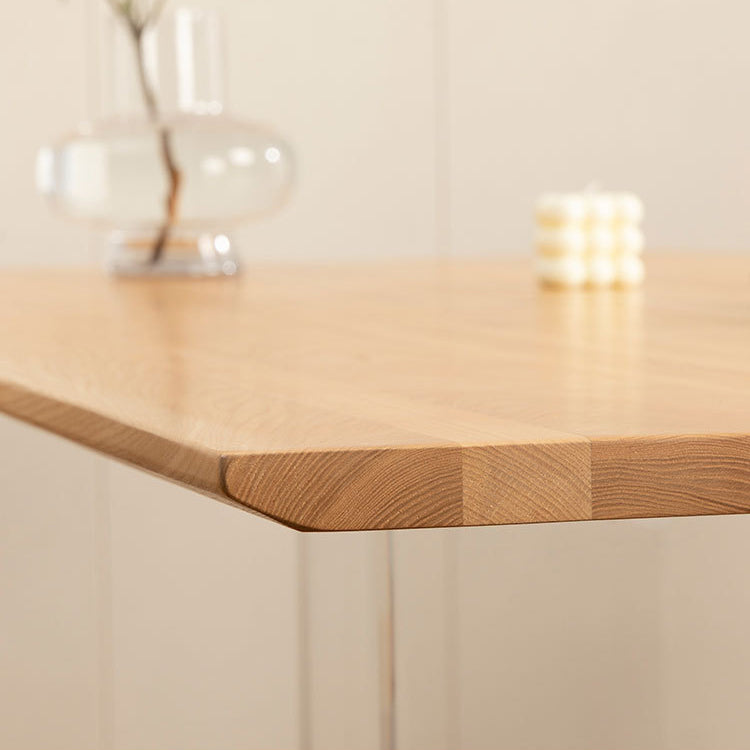 Mesa de comedor rectangular con pedestal doble, mesa de madera moderna para cocina