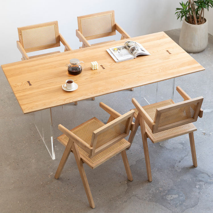Mesa de comedor rectangular con pedestal doble, mesa de madera moderna para cocina