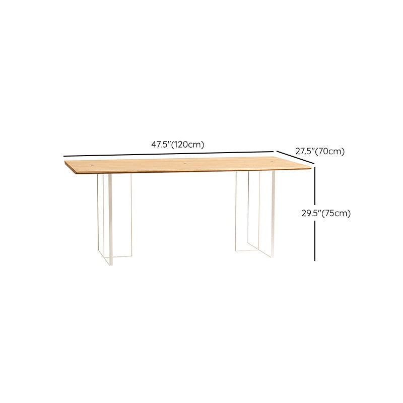 Mesa de comedor rectangular con pedestal doble, mesa de madera moderna para cocina