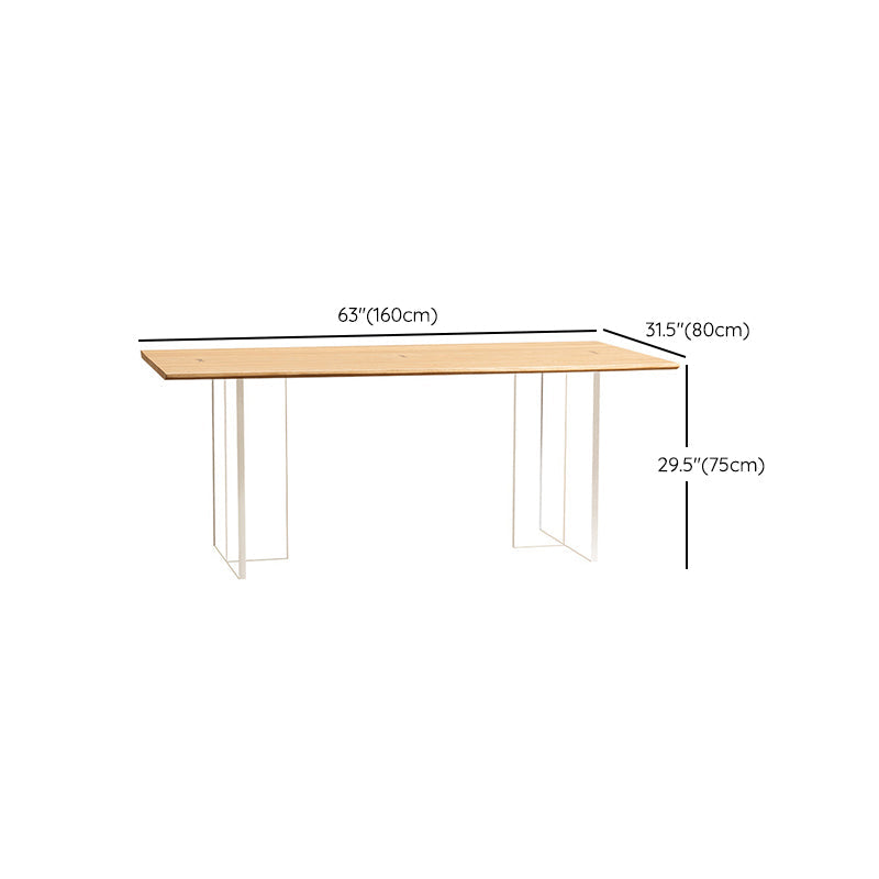 Mesa de comedor rectangular con pedestal doble, mesa de madera moderna para cocina