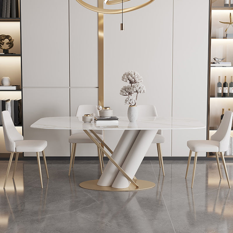 Modern Style Dining Rectangle Table Dining Stone Table for Kitchen 63"L x 35.4"W x 29.5"H Without Chairs Clearhalo 'Dining Tables & Seating' 'Dining Tables' 'dining_table' 'furn' 'furn_dining_table' 'Furniture' 'Kitchen & Dining Furniture' 6304670