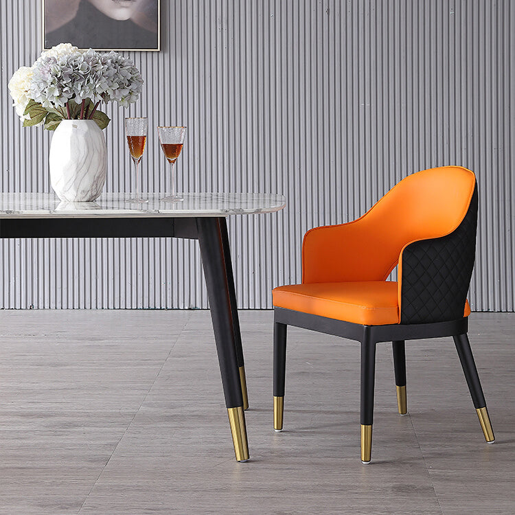 Silla de comedor de cuero para comedor de espalda abierta de espalda para el hogar para el hogar