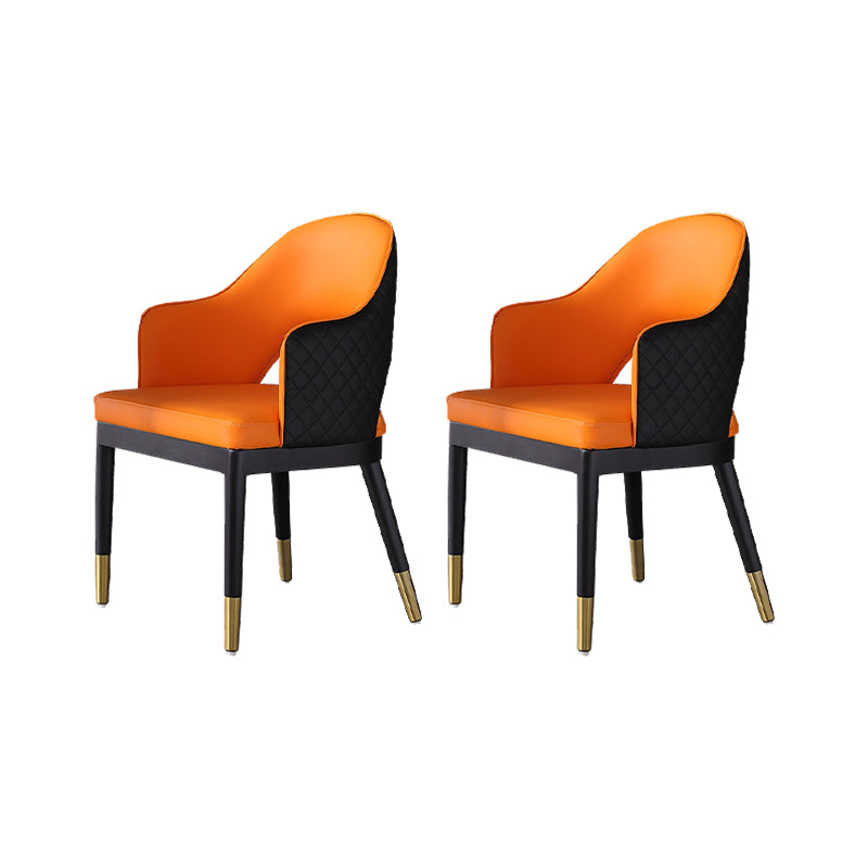 Silla de comedor de cuero para comedor de espalda abierta de espalda para el hogar para el hogar