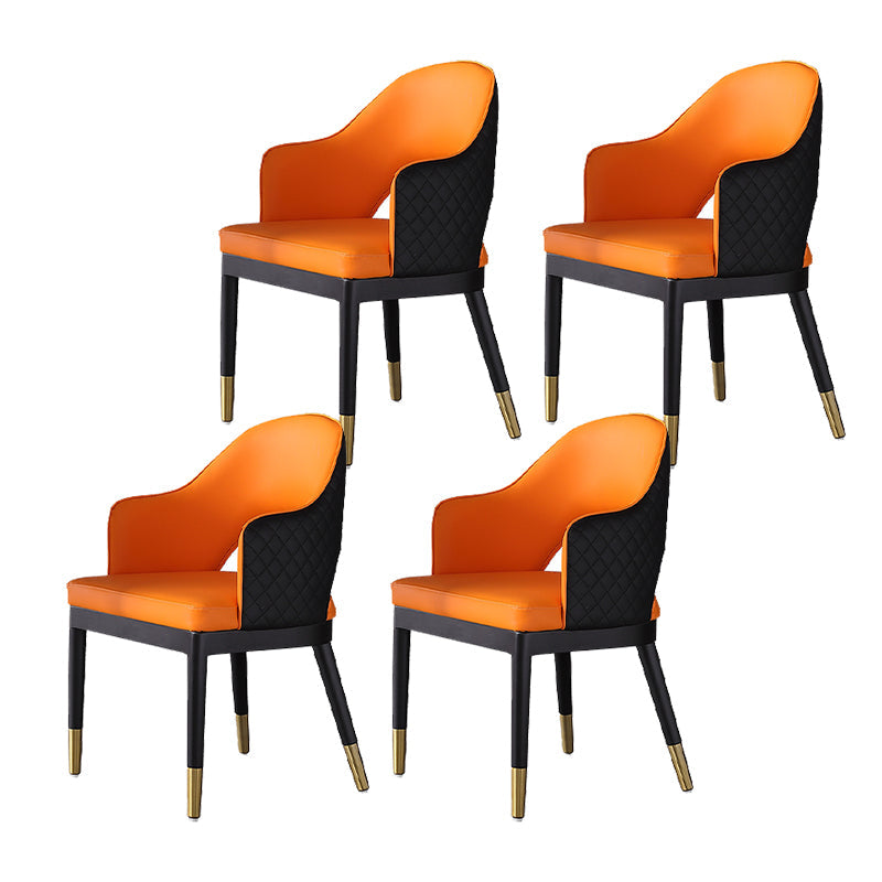 Silla de comedor de cuero para comedor de espalda abierta de espalda para el hogar para el hogar