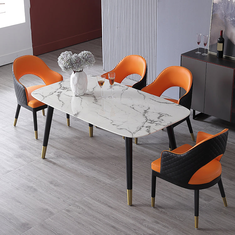 Silla de comedor de cuero para comedor de espalda abierta de espalda para el hogar para el hogar