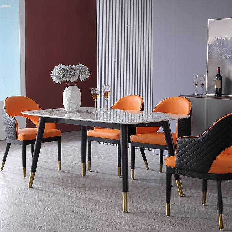 Silla de comedor de cuero para comedor de espalda abierta de espalda para el hogar para el hogar