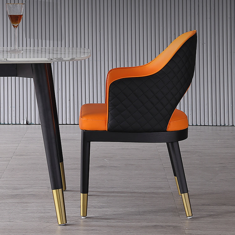 Silla de comedor de cuero para comedor de espalda abierta de espalda para el hogar para el hogar