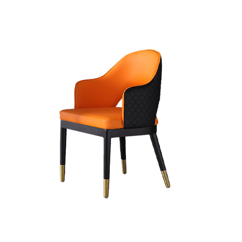 Silla de comedor de cuero para comedor de espalda abierta de espalda para el hogar para el hogar