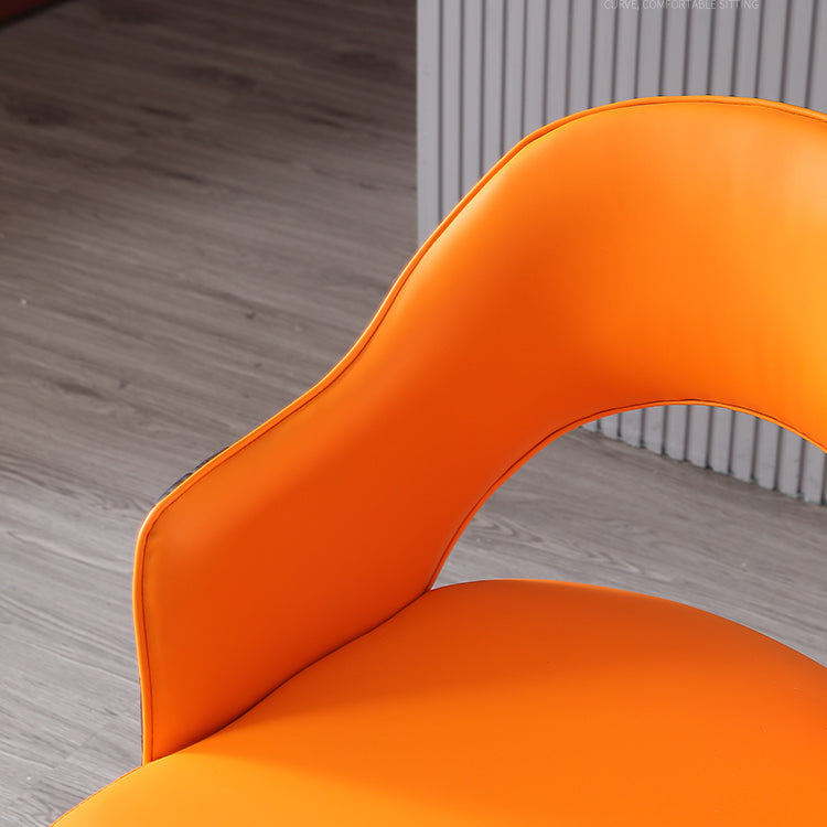 Silla de comedor de cuero para comedor de espalda abierta de espalda para el hogar para el hogar