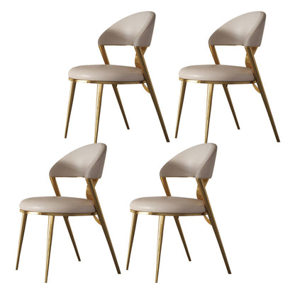 Glam Upholstered Dining Chairs Faux Leather Kitchen Dining Chair 4 Piece Set Brass Gold Clearhalo 'Dining Chairs' 'Dining Tables & Seating' 'dining_chair' 'furn' 'furn_dining_chair' 'Furniture' 'Kitchen & Dining Furniture' 6304710