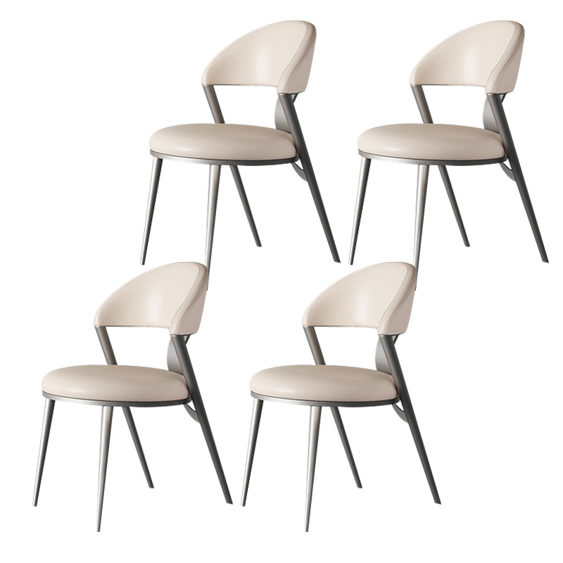 Glam Upholstered Dining Chairs Faux Leather Kitchen Dining Chair 4 Piece Set Silver Clearhalo 'Dining Chairs' 'Dining Tables & Seating' 'dining_chair' 'furn' 'furn_dining_chair' 'Furniture' 'Kitchen & Dining Furniture' 6304714