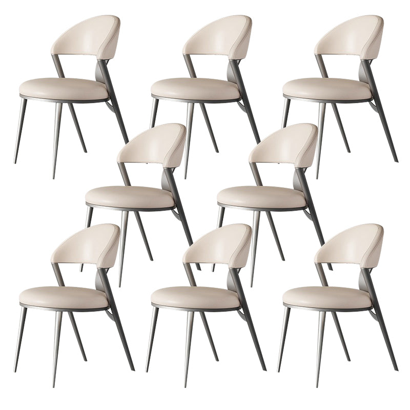 Glam Upholstered Dining Chairs Faux Leather Kitchen Dining Chair 8 Piece Set Silver Clearhalo 'Dining Chairs' 'Dining Tables & Seating' 'dining_chair' 'furn' 'furn_dining_chair' 'Furniture' 'Kitchen & Dining Furniture' 6304716