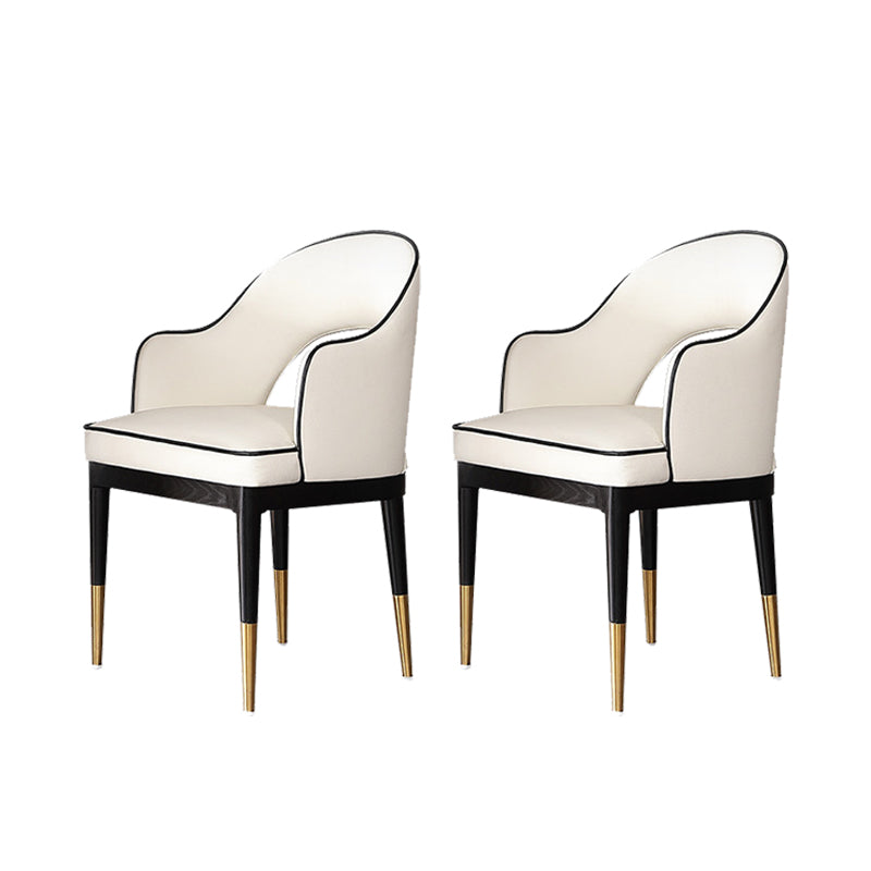 Glam Open Back Dineren fauteuil pu lederen eetkamerstoel met massieve houten benen