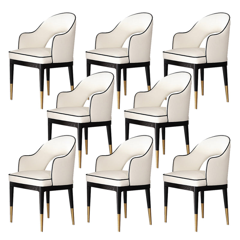 Glam Open Back Dineren fauteuil pu lederen eetkamerstoel met massieve houten benen