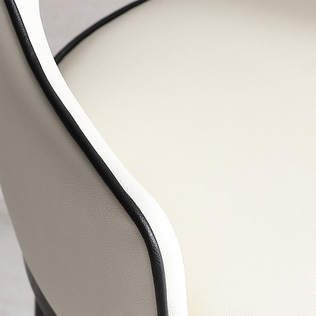 Glam Open Back Dineren fauteuil pu lederen eetkamerstoel met massieve houten benen