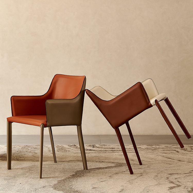 Upholstered Arm Chair Indoor Modern Faux Leather Dining Arm Chair with Metal Frame Clearhalo 'Dining Chairs' 'Dining Tables & Seating' 'dining_chair' 'furn' 'furn_dining_chair' 'Furniture' 'Kitchen & Dining Furniture' 6304753