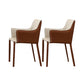 Upholstered Arm Chair Indoor Modern Faux Leather Dining Arm Chair with Metal Frame White-Brown 2 Piece Set Clearhalo 'Dining Chairs' 'Dining Tables & Seating' 'dining_chair' 'furn' 'furn_dining_chair' 'Furniture' 'Kitchen & Dining Furniture' 6304754