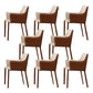 Upholstered Arm Chair Indoor Modern Faux Leather Dining Arm Chair with Metal Frame White-Brown 8 Piece Set Clearhalo 'Dining Chairs' 'Dining Tables & Seating' 'dining_chair' 'furn' 'furn_dining_chair' 'Furniture' 'Kitchen & Dining Furniture' 6304760