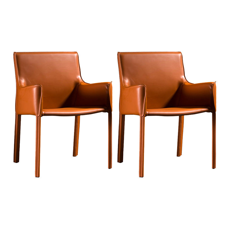 Upholstered Dining Chairs Faux Leather Kitchen Dining Arm Chair Orange 2 Piece Set Clearhalo 'Dining Chairs' 'Dining Tables & Seating' 'dining_chair' 'furn' 'furn_dining_chair' 'Furniture' 'Kitchen & Dining Furniture' 6304777