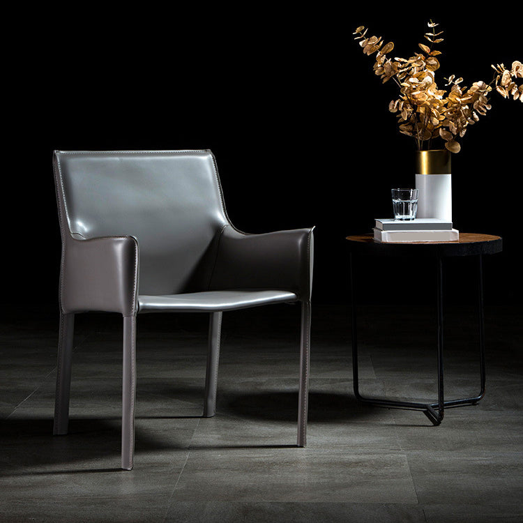 Upholstered Dining Chairs Faux Leather Kitchen Dining Arm Chair Grey 1 Piece Clearhalo 'Dining Chairs' 'Dining Tables & Seating' 'dining_chair' 'furn' 'furn_dining_chair' 'Furniture' 'Kitchen & Dining Furniture' 6304778