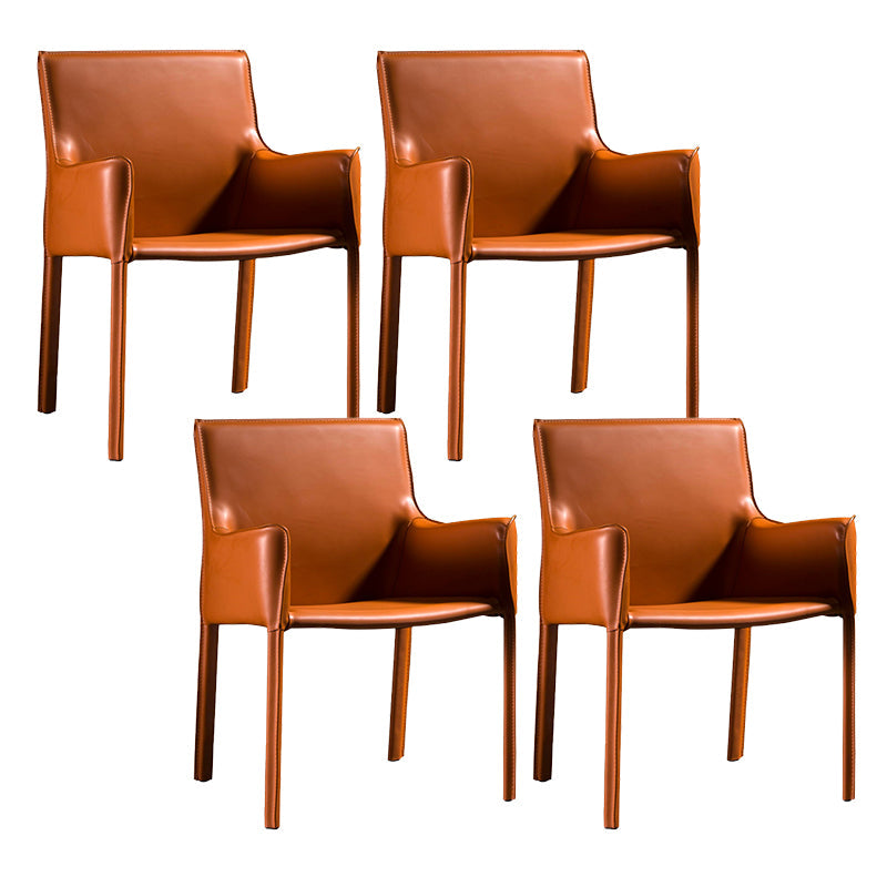 Upholstered Dining Chairs Faux Leather Kitchen Dining Arm Chair Orange 4 Piece Set Clearhalo 'Dining Chairs' 'Dining Tables & Seating' 'dining_chair' 'furn' 'furn_dining_chair' 'Furniture' 'Kitchen & Dining Furniture' 6304779