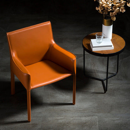 Upholstered Dining Chairs Faux Leather Kitchen Dining Arm Chair Orange 1 Piece Clearhalo 'Dining Chairs' 'Dining Tables & Seating' 'dining_chair' 'furn' 'furn_dining_chair' 'Furniture' 'Kitchen & Dining Furniture' 6304780