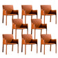 Upholstered Dining Chairs Faux Leather Kitchen Dining Arm Chair Orange 8 Piece Set Clearhalo 'Dining Chairs' 'Dining Tables & Seating' 'dining_chair' 'furn' 'furn_dining_chair' 'Furniture' 'Kitchen & Dining Furniture' 6304782