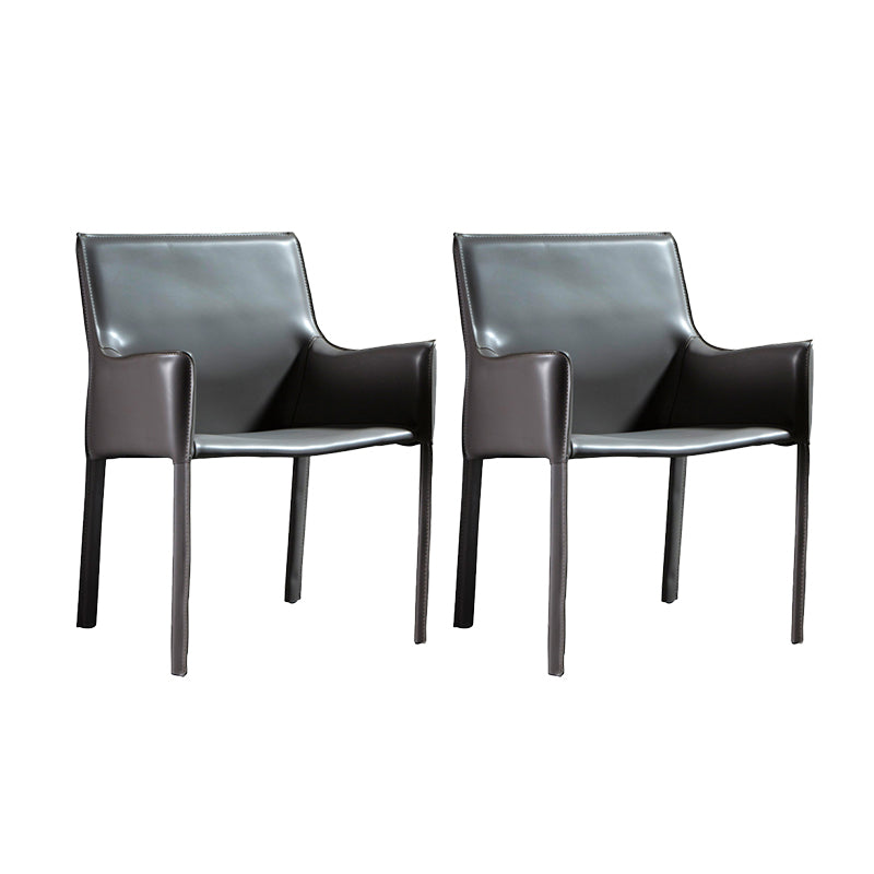 Upholstered Dining Chairs Faux Leather Kitchen Dining Arm Chair Grey 2 Piece Set Clearhalo 'Dining Chairs' 'Dining Tables & Seating' 'dining_chair' 'furn' 'furn_dining_chair' 'Furniture' 'Kitchen & Dining Furniture' 6304785